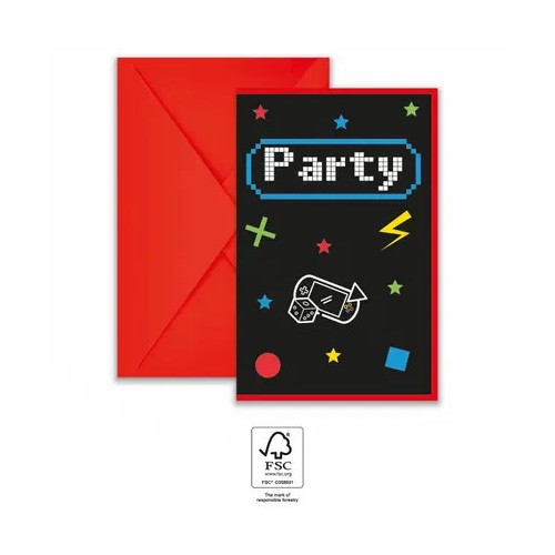 Gamer Gaming Party party invitation 6 pcs FSC