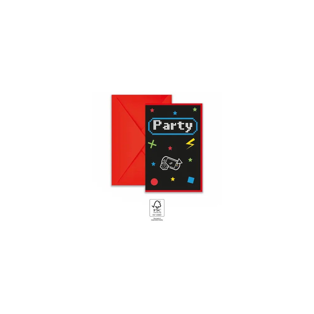Gamer Gaming Party party invitation 6 pcs FSC