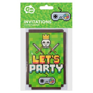 Gamer Game On Game Party Invitation 6 pcs