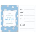 Colour Silver Dots Blue Invitation 6 pcs