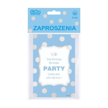Colour Silver Dots Blue Invitation 6 pcs