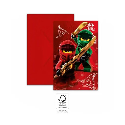 Lego Ninjago party invitation 6 pcs FSC