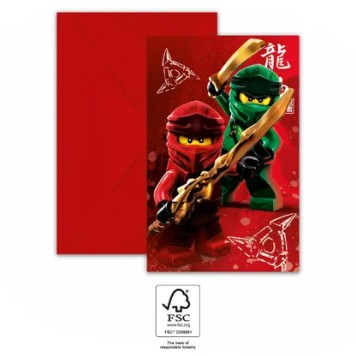 Lego Ninjago party invitation 6 pcs FSC