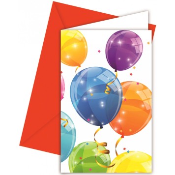 Balloon Sparkling party invitation set of 6