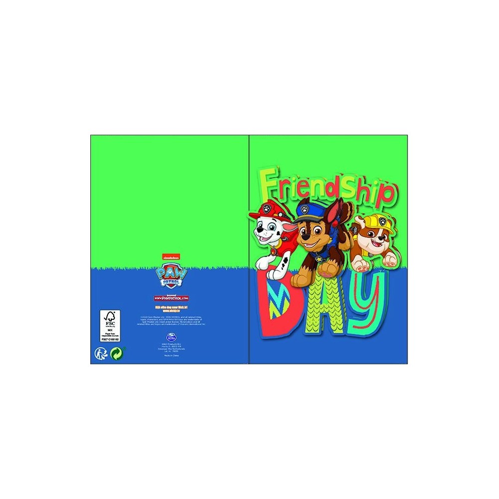 Paw Patrol Friendship 3D pop-up greeting card + envelope