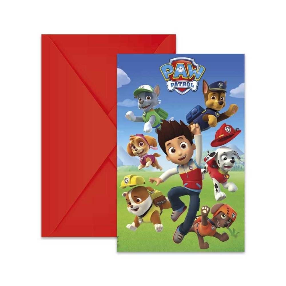 Paw Patrol Ready For Action party invitation set of 6
