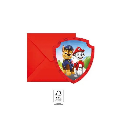 Paw Patrol Rescue Heroes party invitation 6 pcs FSC