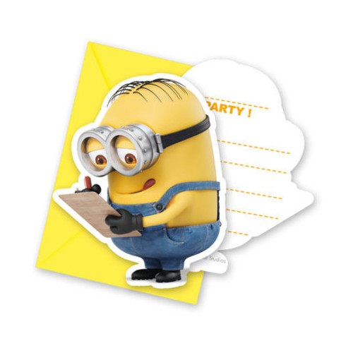 Minions The Rise of Gru party invitation 6 pcs