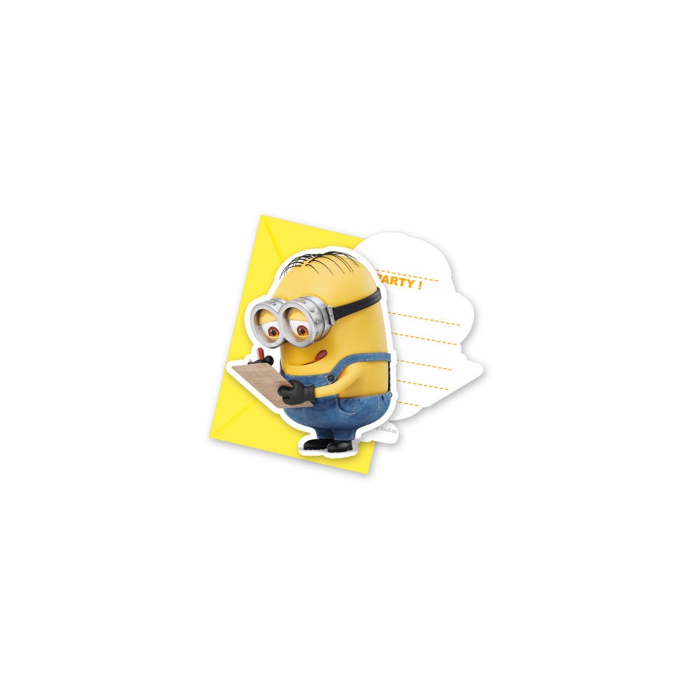Minions The Rise of Gru party invitation 6 pcs