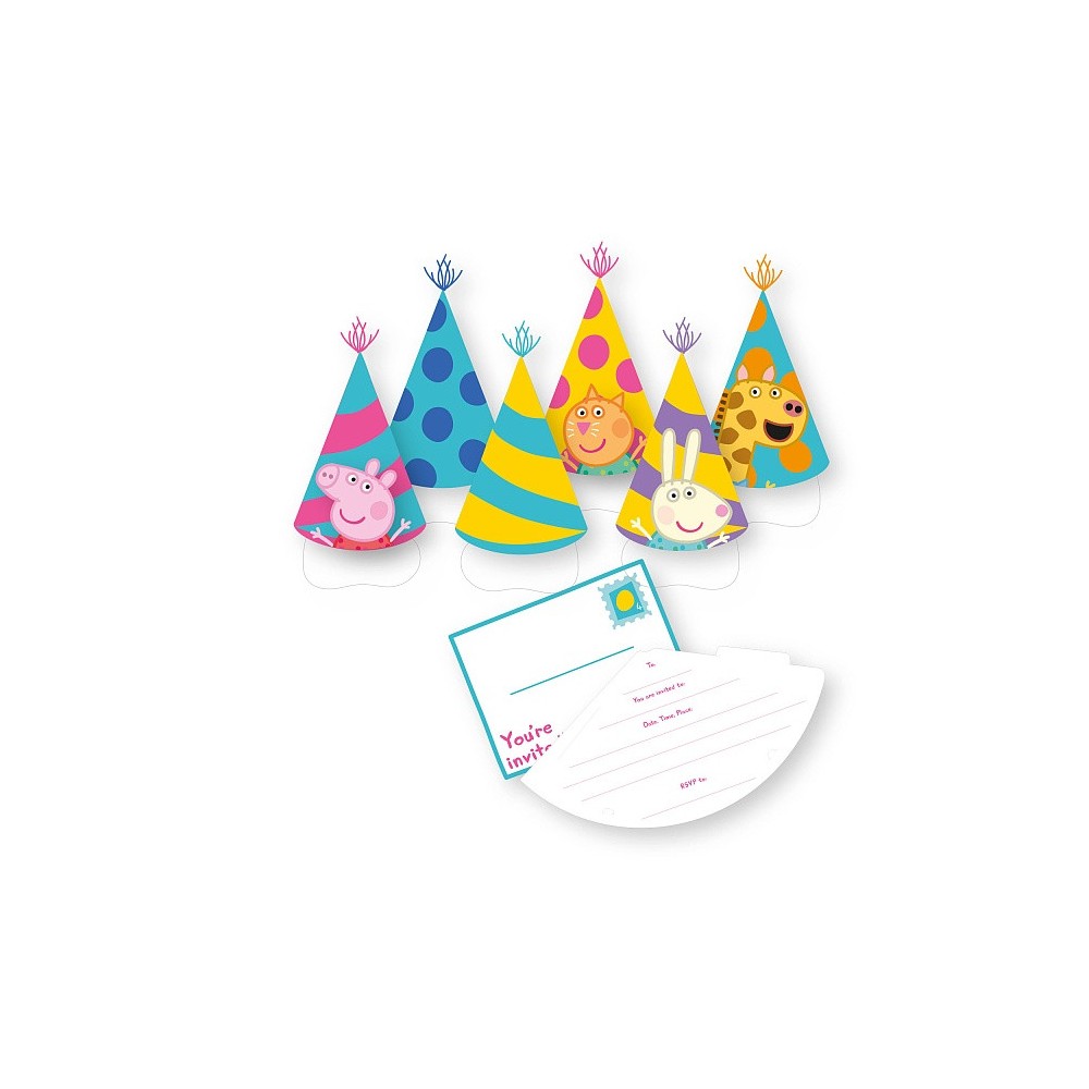Peppa Pig Celebration party invitation set of 6