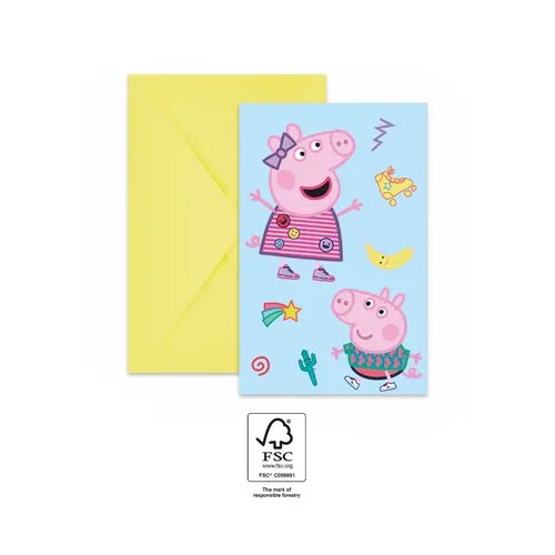 Peppa Pig Messy Play party invitation 6 pcs FSC