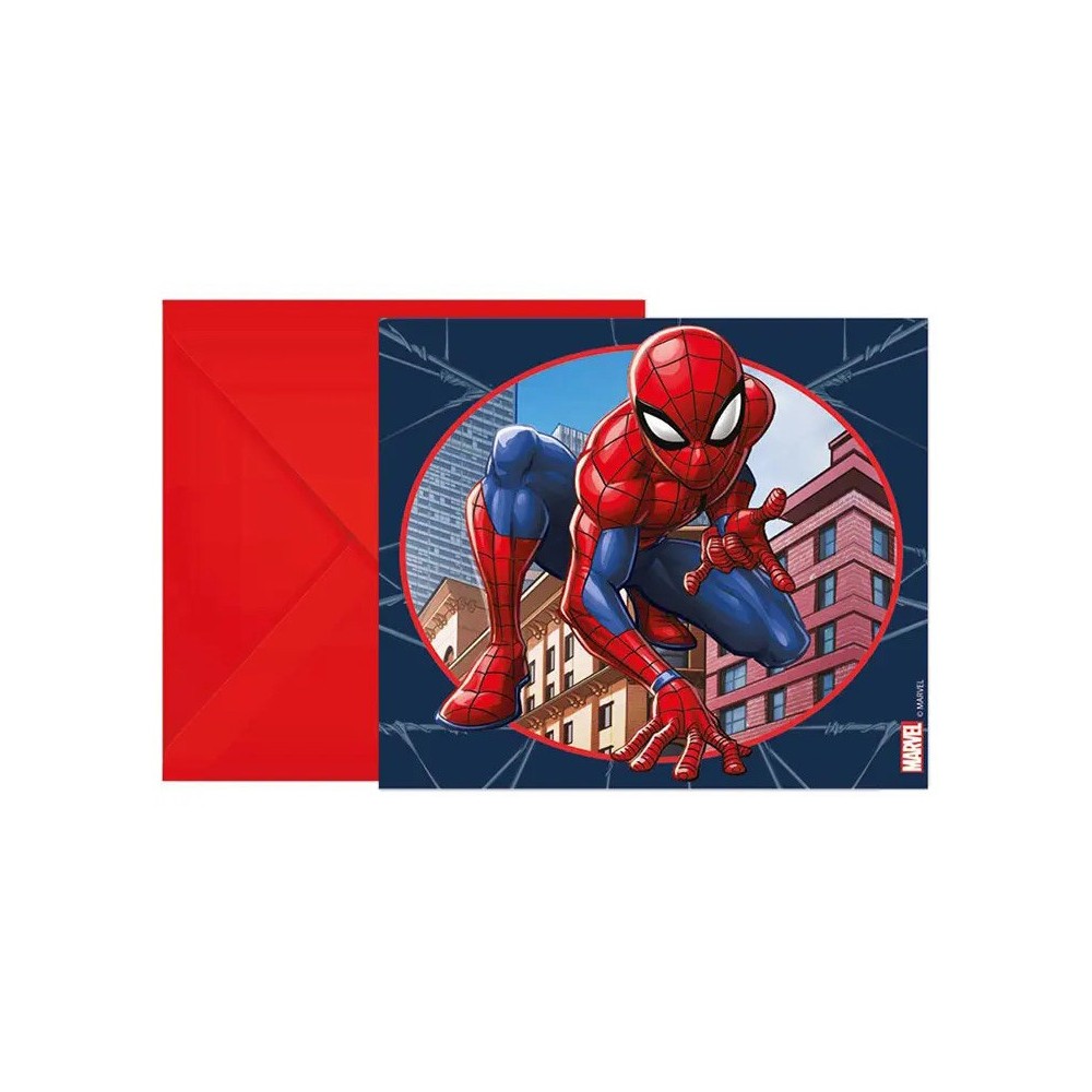 Spiderman Crime Fighter party invitation 6 pcs FSC