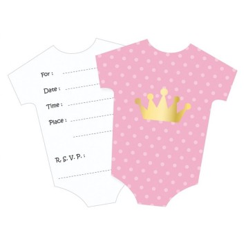 Baby Little Girl Pink Invitation Set of 6 pcs