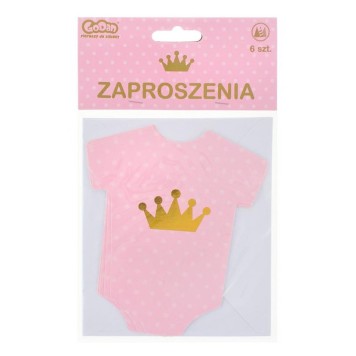 Baby Little Girl Pink Invitation Set of 6 pcs