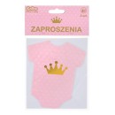 Baby Little Girl Pink Invitation Set of 6 pcs