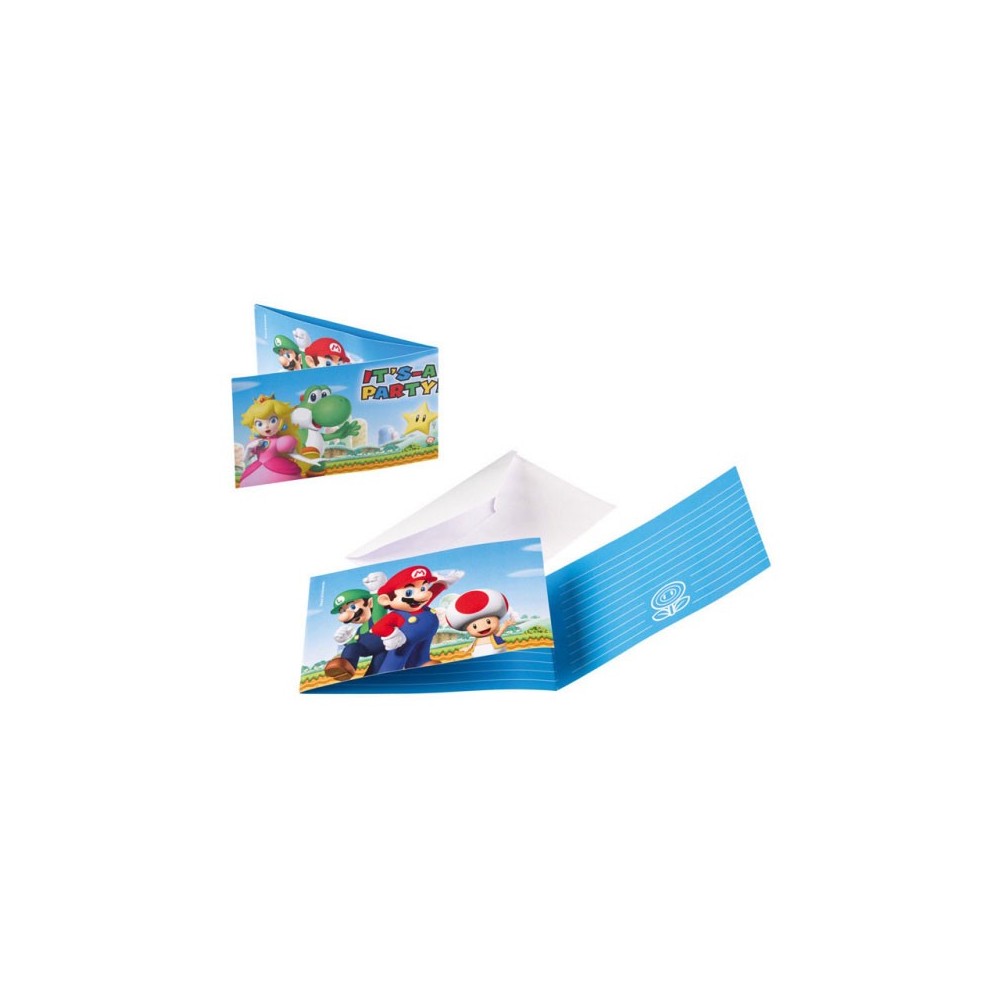 Super Mario Mushroom World Party Invitation Set of 8 pcs