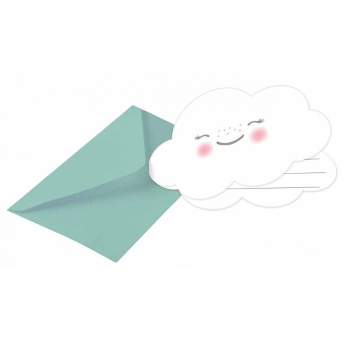 Rainbow Rainbow and Cloud and Cloud Party Invitation 8 pcs