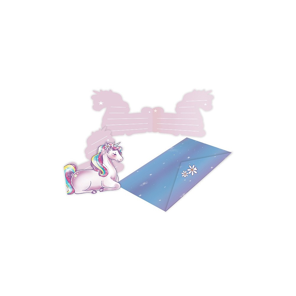 Unicorn Dreams party invitation cards set of 8