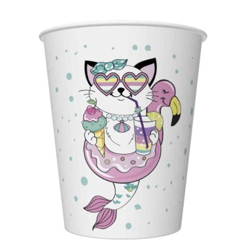 Animals Cat Vibes paper cup set of 8 pcs 250 ml
