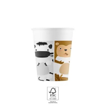 Animals Zoo paper cup 8 pcs 200 ml FSC