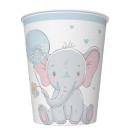 Elephant Blue Balloon Baby paper cup set of 8, 250 ml