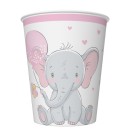 Elephant Pink Balloon Baby paper cup 8 pcs 250 ml