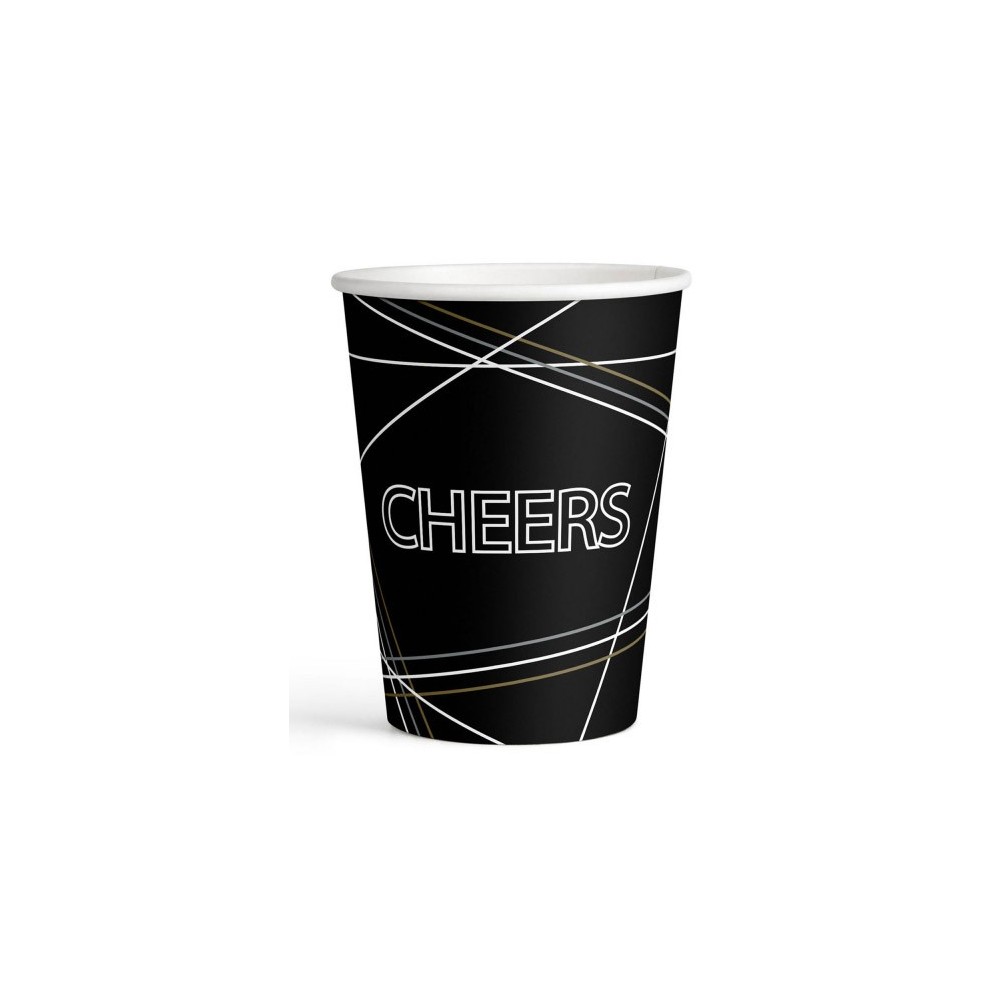 Happy New Year Black Cheers paper cup 8 pcs 250 ml