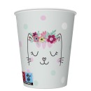 Cat Flowers Wreath paper cups, 8 pcs, 250 ml