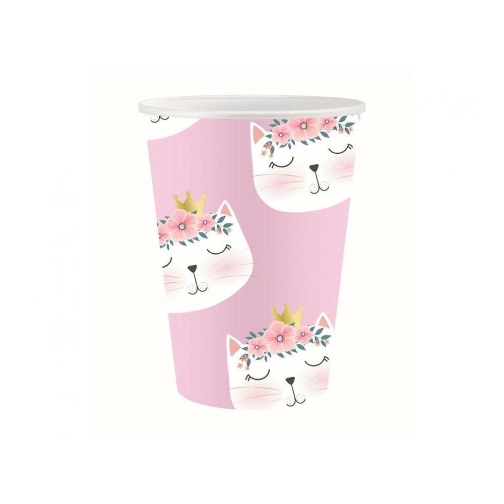 Cat Sleepy paper cup set of 6, 250 ml