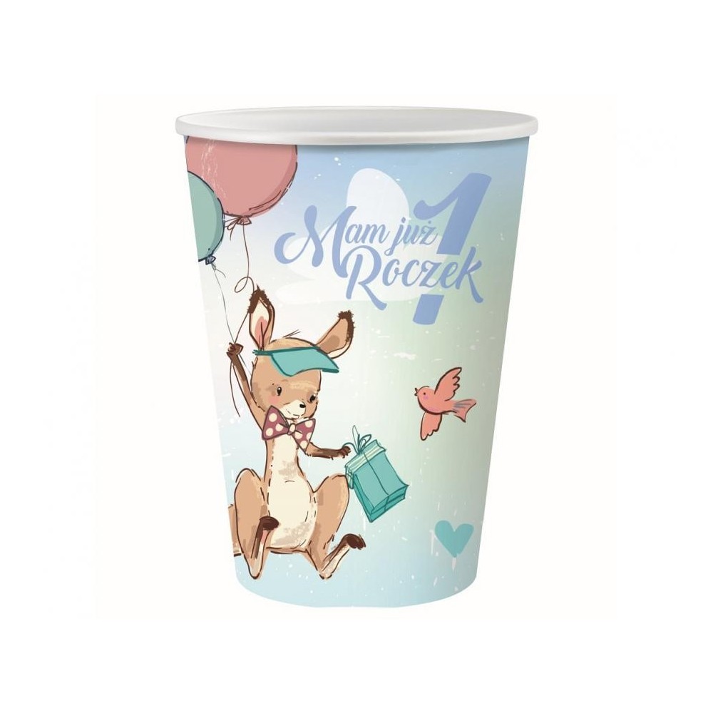 Kangaroo Kangaroo First Birthday Paper Cup 6 pcs 270 ml