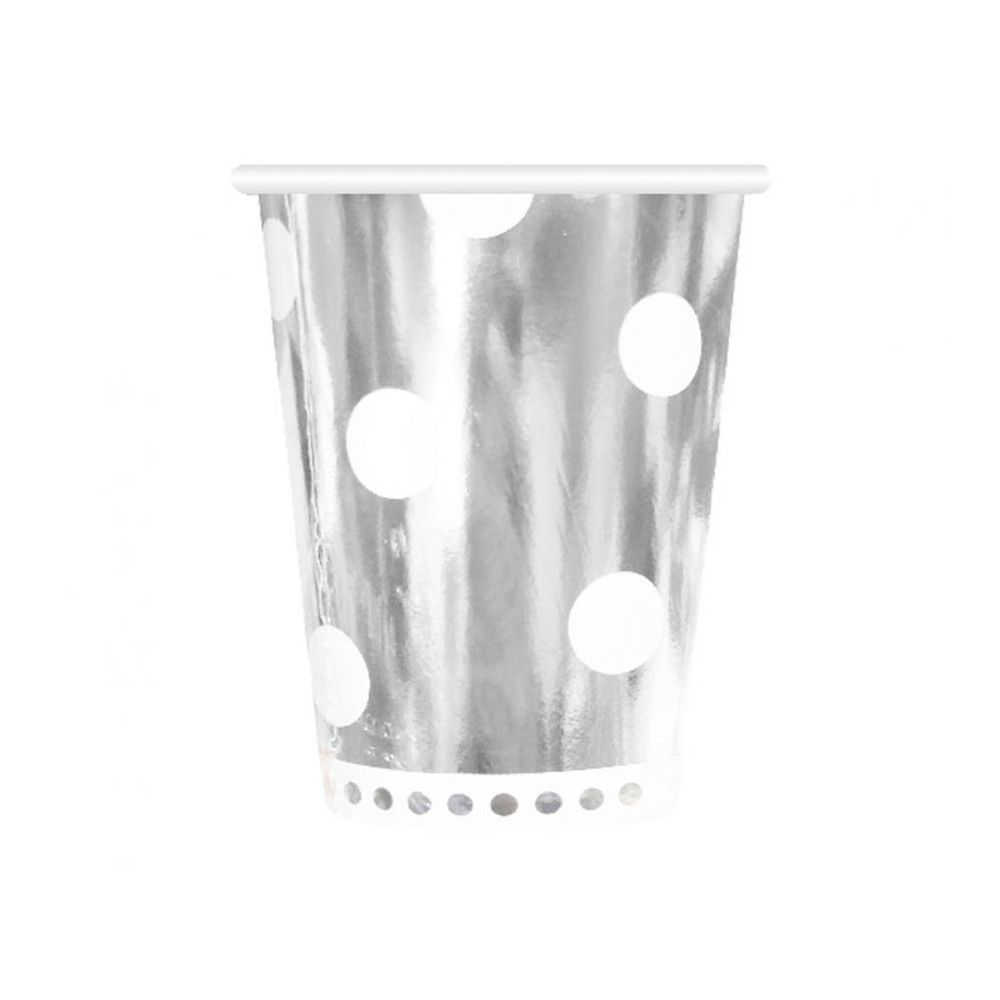 Colour B&C Polka Dots Silver Silver Paper Cup 6 pcs 266 ml