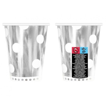 Colour B&C Polka Dots Silver Silver Paper Cup 6 pcs 266 ml