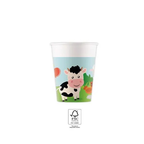 Farm  Party paper cup 8 pcs 200 ml FSC