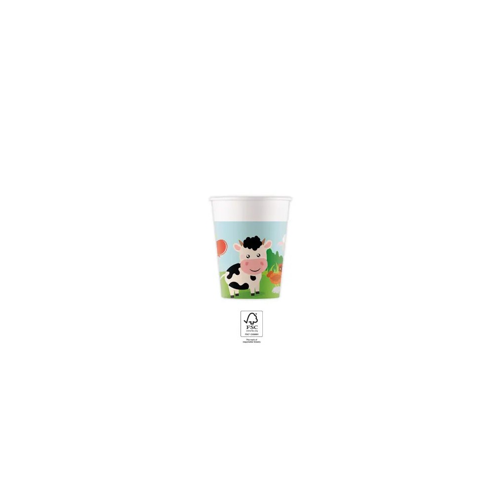 Farm  Party paper cup 8 pcs 200 ml FSC