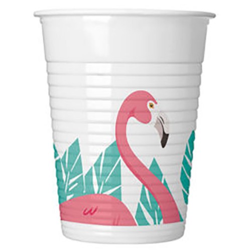 Flamingo Pink plastic cups 8 pcs 200 ml