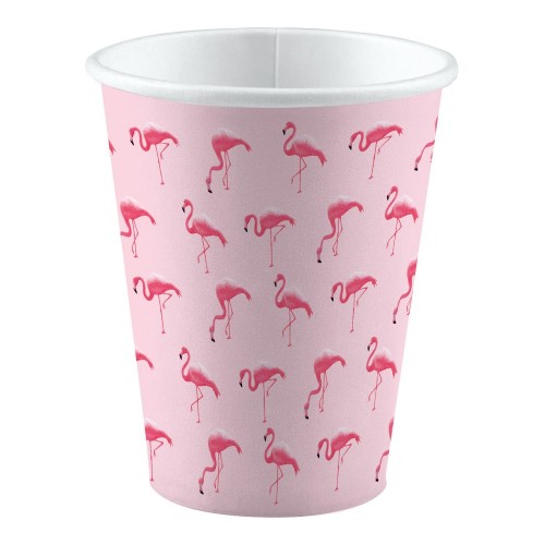 Flamingo Pink paper cup set of 8, 250 ml