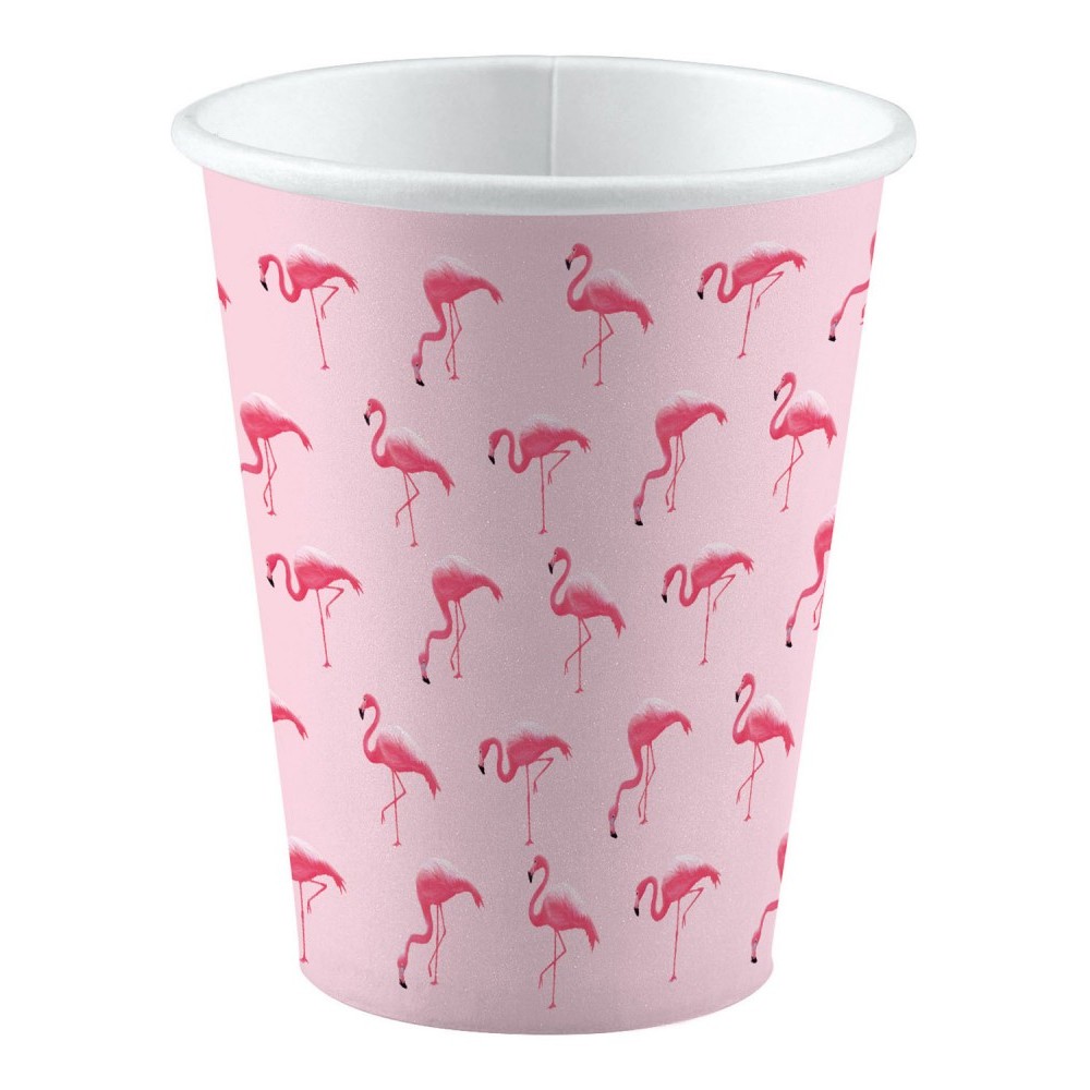 Flamingo Pink paper cup set of 8, 250 ml