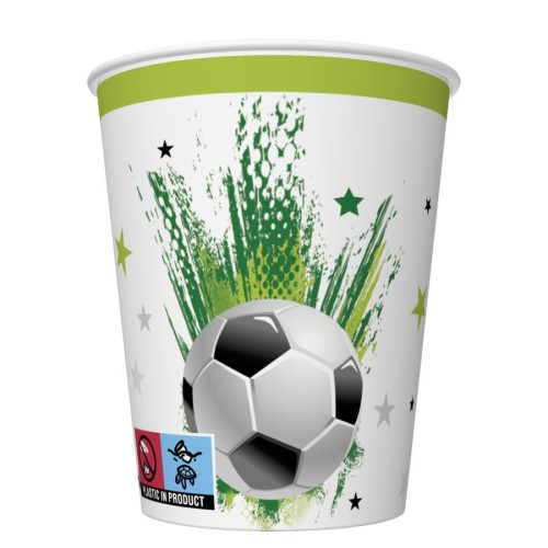 Football With Stars paper cup 8 pieces 250 ml