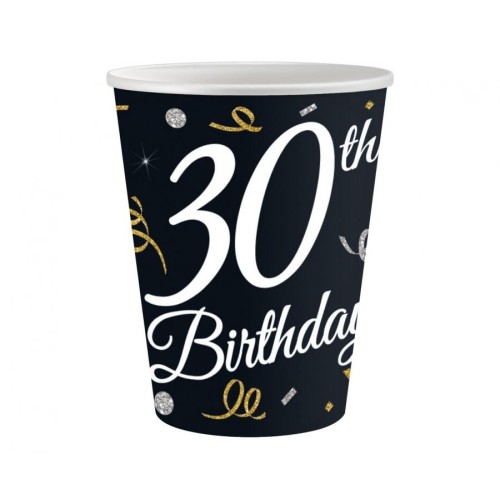 Happy Birthday B&C Happy Birthday 30 Paper Cups, 6 Pack, 200 ml