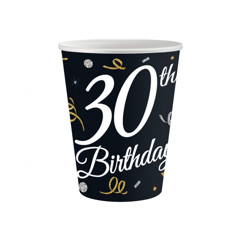 Happy Birthday B&C Happy Birthday 30 Paper Cups, 6 Pack, 200 ml