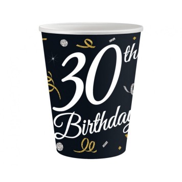 Happy Birthday B&C Happy Birthday 30 Paper Cups, 6 Pack, 200 ml