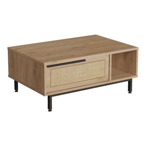 Baron coffee table with storage space pakoworld in natural shade 90x60x37.6cm
