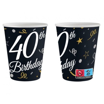 Happy Birthday B&C Happy Birthday 40 paper cup 6 pcs 200 ml