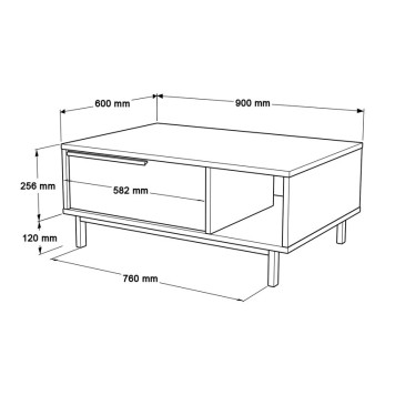 Baron coffee table with storage space pakoworld in natural shade 90x60x37.6cm