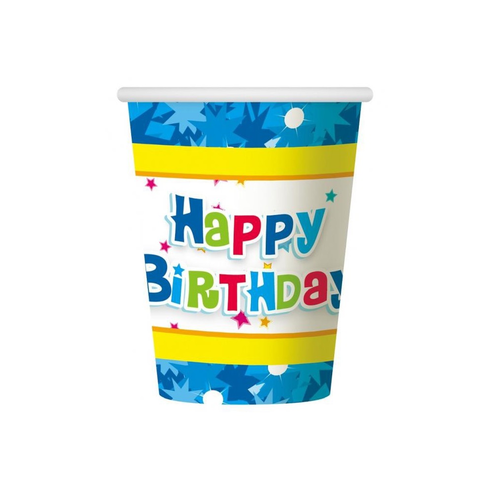 Happy Birthday Blue Happy Birthday paper cup 6 pcs 270 ml