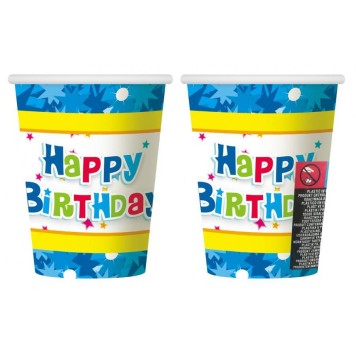 Happy Birthday Blue Happy Birthday paper cup 6 pcs 270 ml