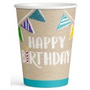 Happy Birthday Brown Happy Birthday paper cup 8 pieces 250 ml