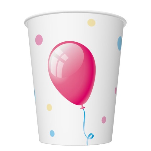 Happy Birthday Cake with Balloons Happy Birthday paper cup 8 pcs 250 ml