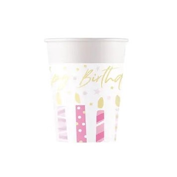 Happy Birthday Candles Happy Birthday paper cup 8 pcs 200 ml FSC