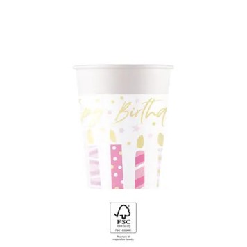 Happy Birthday Candles Happy Birthday paper cup 8 pcs 200 ml FSC